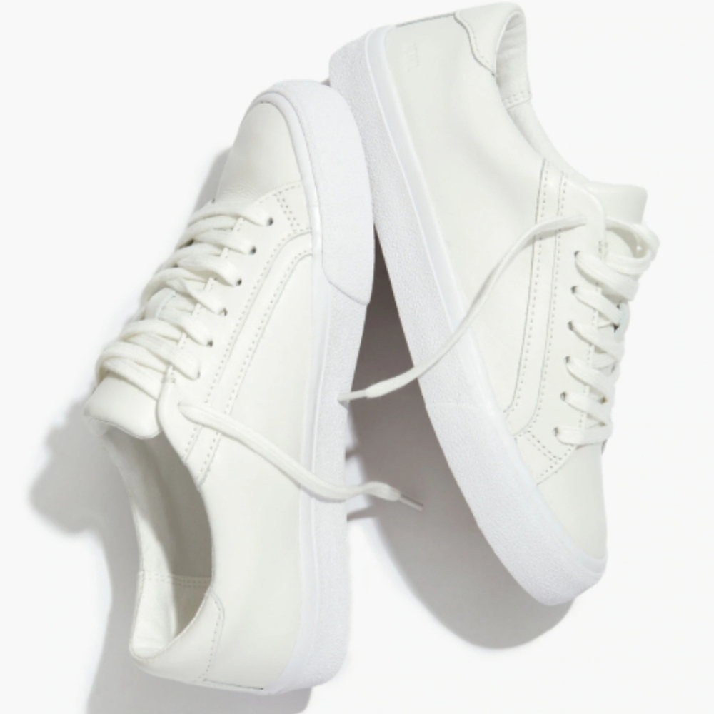 Madewell Sidewalk Low Top White Leather Sneaker (10)